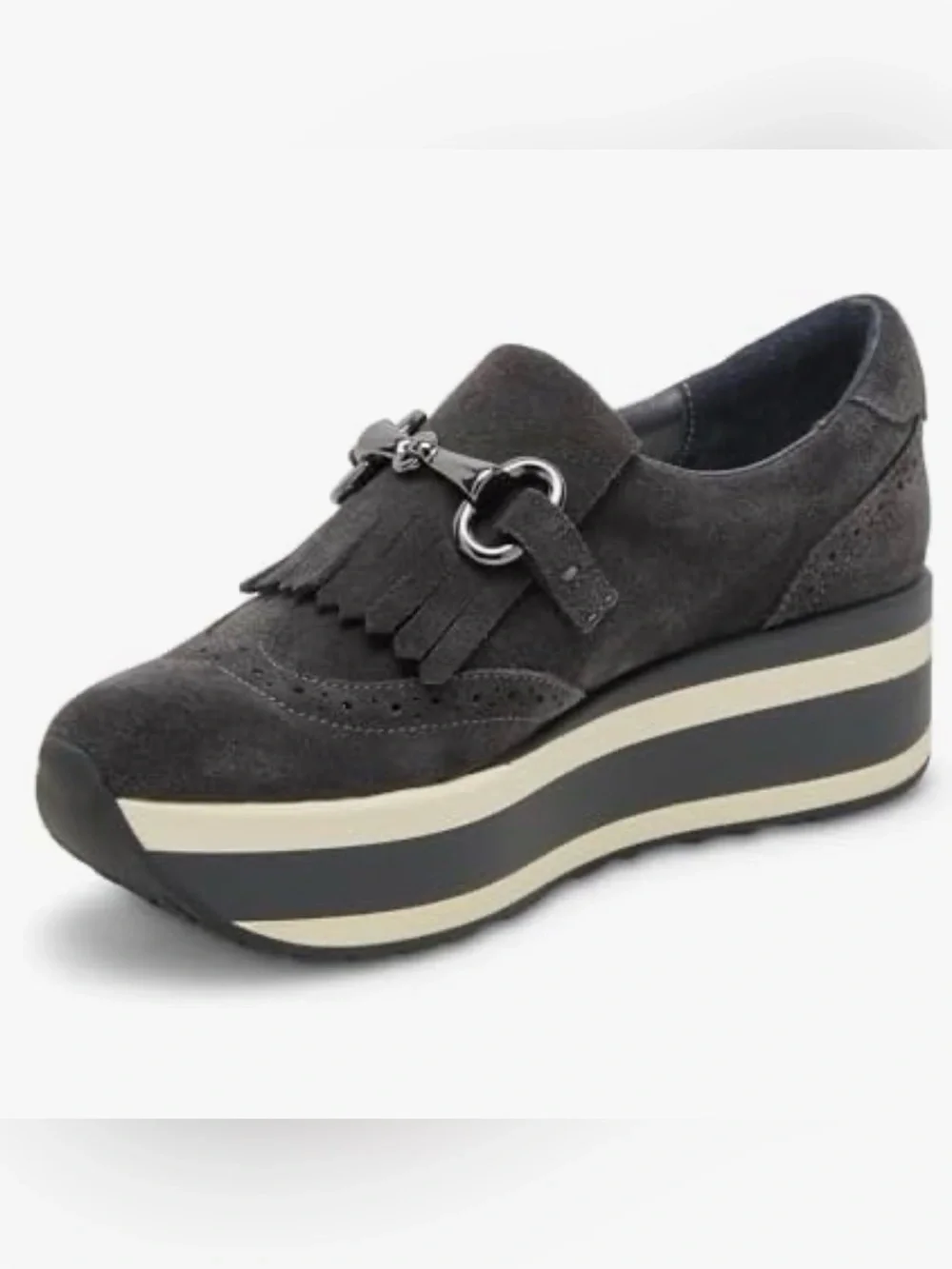 Dolce Vita Jhax Women's Charcoal Suede Platform Loafer with Tassel Detail NEW 7